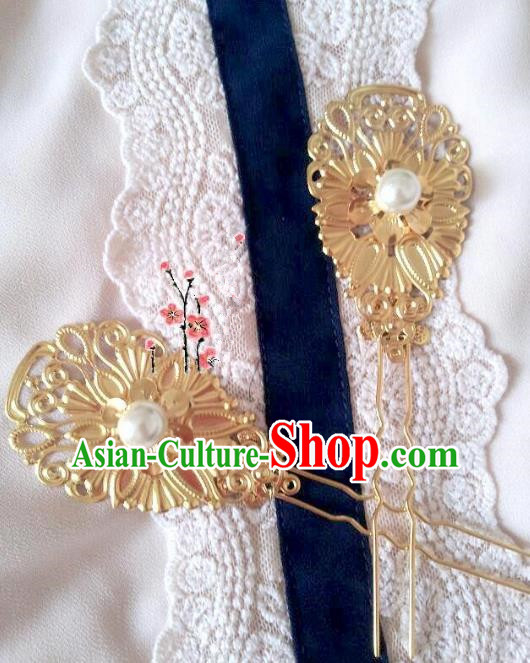 Traditional Chinese Ancient Hair Accessories Golden Hairpins Hair Stick for Women
