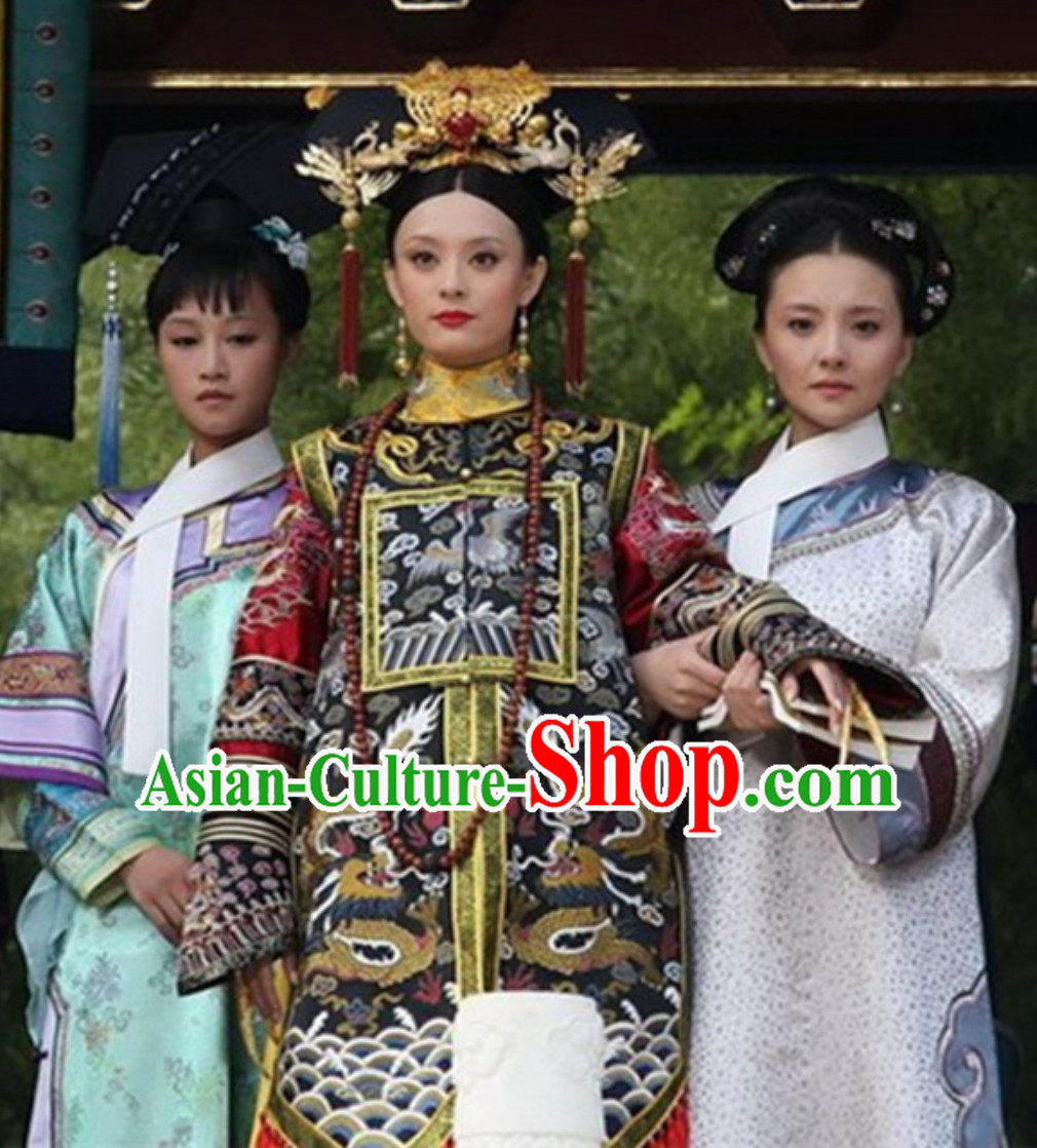 Ancient Chinese Qing Dynasty Manchu Imperial Costumes Empress Clothing