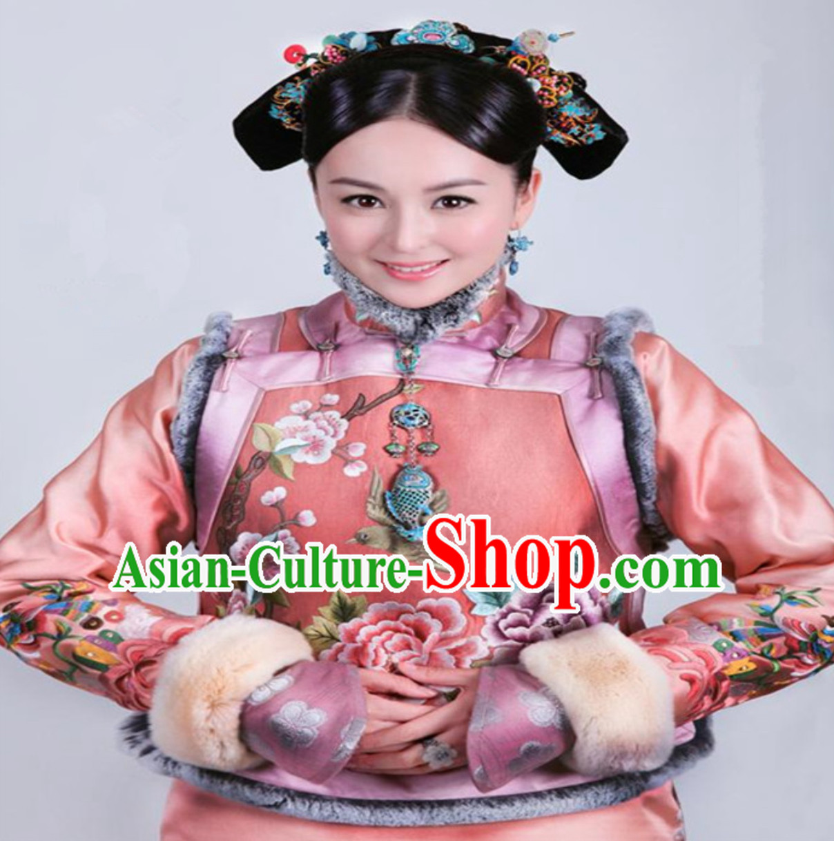 Ancient Chinese Qing Dynasty Manchu Imperial Princess Dress Royal Costumes Empress Clothing