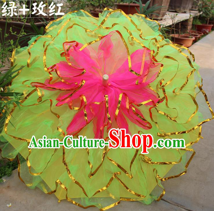 Top Grade Chinese Folk Dance Umbrella Yangko Dance Classical Dance Yellow Silk Umbrella for Women
