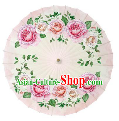 Chinese Handmade Paper Umbrella Folk Dance Hand Printing Flowers Oil-paper Umbrella Yangko Umbrella