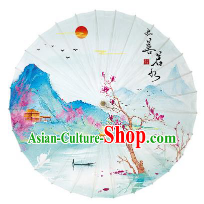 Chinese Handmade Paper Umbrella Folk Dance Printing Mangnolia Oil-paper Umbrella Yangko Umbrella