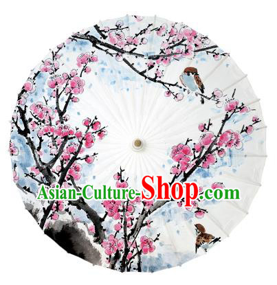 Chinese Traditional Paper Umbrella Folk Dance Handmade Ink Painting Plum Blossom Oil-paper Umbrella Yangko Umbrella
