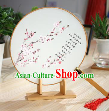 Chinese Traditional Round Fans Handmade Painting Plum Blossom Circular Fan China Ancient Palace Fans
