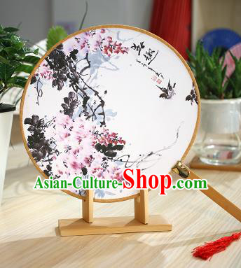 Chinese Traditional Round Fans Handmade Ink Painting Flowers Circular Fan China Ancient Palace Fans