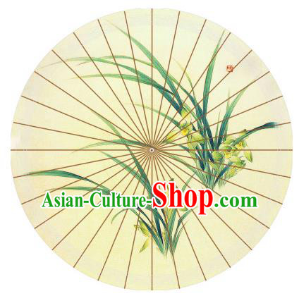 Chinese Traditional Paper Umbrella Folk Dance Printing Orchid Oil-paper Umbrella Handmade Umbrella