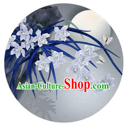 Chinese Traditional Craft Paper Umbrella Folk Dance Printing Blue Oil-paper Umbrella Handmade Umbrella