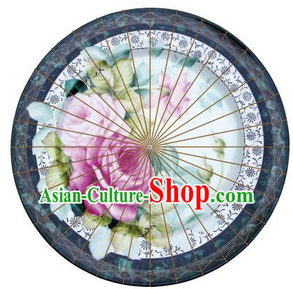 Chinese Traditional Artware Paper Umbrella Classical Dance Printing Pink Lotus Oil-paper Umbrella Handmade Umbrella