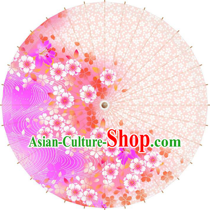 Chinese Traditional Artware Paper Umbrella Printing Cherry Blossom Oil-paper Umbrella Handmade Umbrella