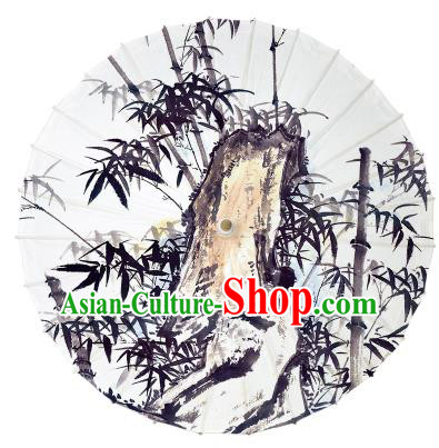 Chinese Traditional Artware Paper Umbrella Ink Painting Bamboo Stone Oil-paper Umbrella Handmade Umbrella