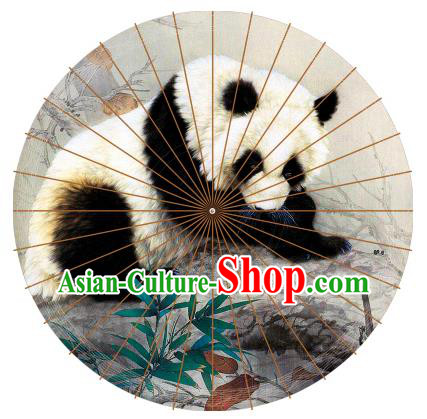 Chinese Traditional Artware Paper Umbrellas Painting Panda Oil-paper Umbrella Handmade Umbrella