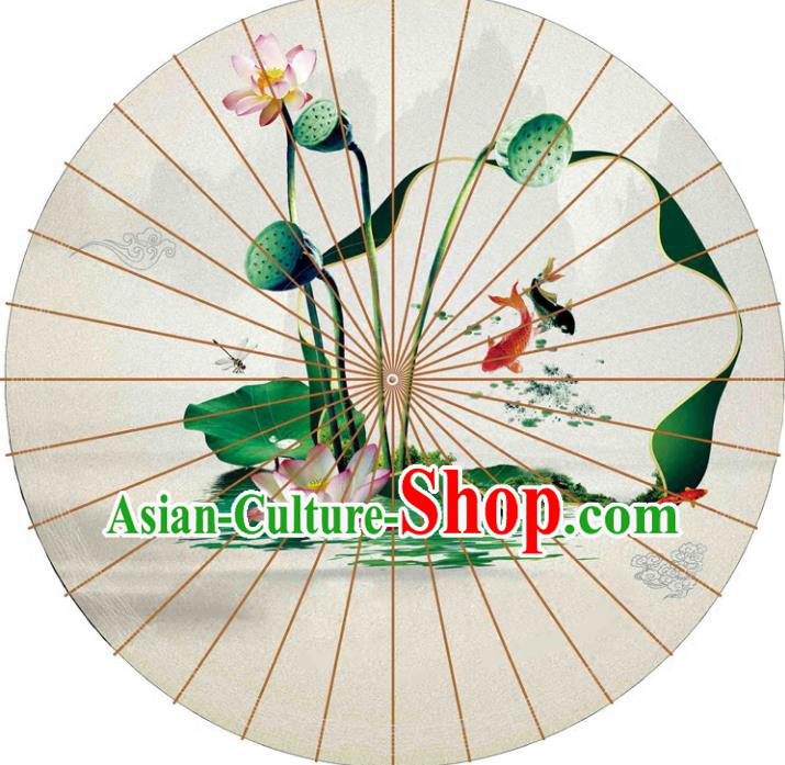 Chinese Traditional Artware Paper Umbrellas Printing Lotus Seedpod Oil-paper Umbrella Handmade Umbrella
