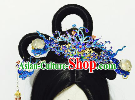 Chinese Handmade Classical Hair Accessories Blueing Phoenix Coronet Hairpins Hair Stick Complete Set for Women