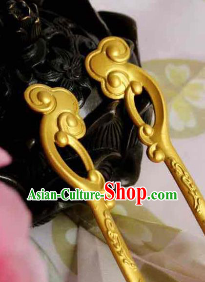Chinese Handmade Classical Hair Accessories Golden Hairpin Hair Sticks Hanfu Hairpins for Women