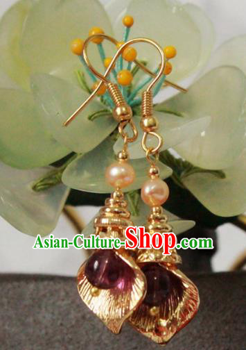 Chinese Handmade Classical Accessories Pearls Earrings Hanfu Eardrop for Women