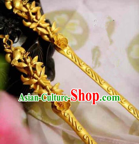 Chinese Handmade Classical Hair Accessories Flowers Birds Hairpin Hair Stick Hanfu Hairpins for Women
