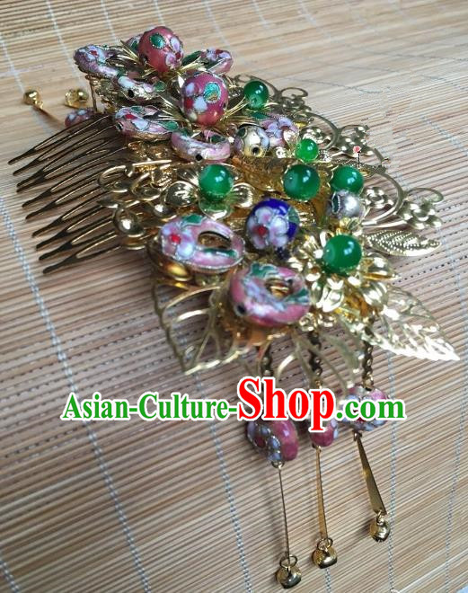 Traditional Chinese Ancient Palace Lady Hair Accessories Hairpins Cloisonne Hair Comb for Women