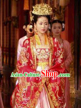 Chinese Ancient Tang Dynasty Princess Yifang Wedding Dress Embroidered Replica Costume for Women