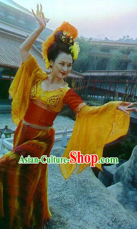 Chinese Ancient Tang Dynasty Imperial Consort Yang Yuhuan Dance Dress Embroidered Replica Costume for Women