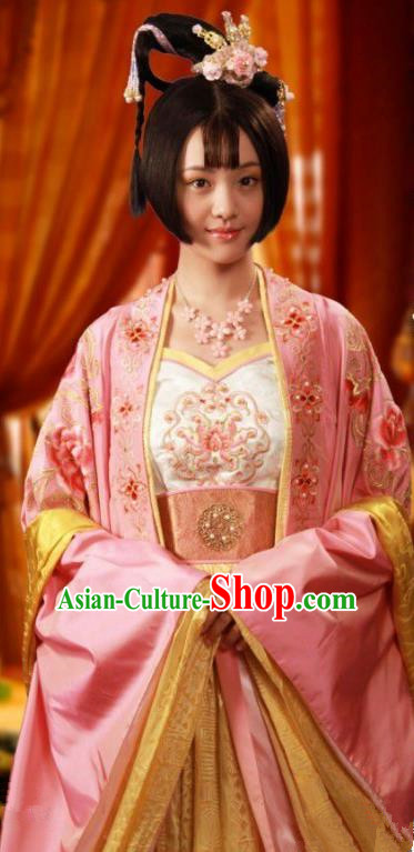 Chinese Ancient Tang Dynasty Palace Princess Taiping Dress Embroidered Replica Costume for Women