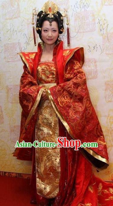 Traditional Chinese Ancient Tang Dynasty Imperial Concubine Embroidered Wedding Dress Replica Costume for Women