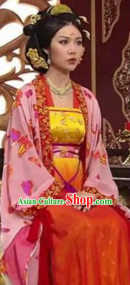 Traditional Chinese Ancient Palace Lady Tang Dynasty Princess Yonghe Embroidered Dress Replica Costume for Women