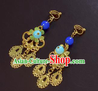 Handmade Bride Wedding Ear Accessories Hanfu Golden Tassel Earrings for Women