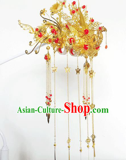 Traditional Chinese Ancient Wedding Phoenix Coronet Hair Accessories Tassel Hairpins for Women