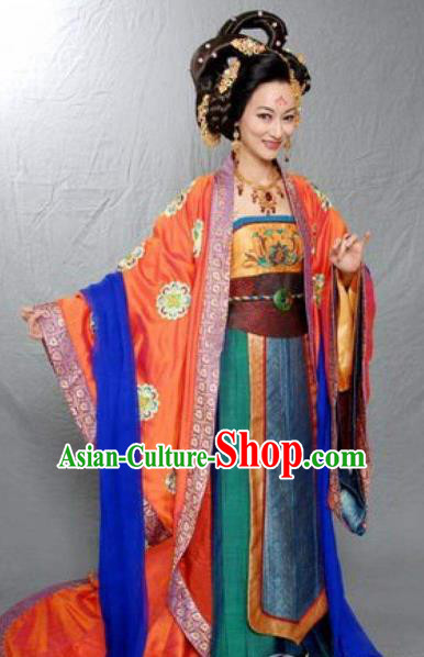 Traditional Chinese Tang Dynasty Imperial Consort Wei of Li Shimin Embroidered Replica Costume for Women