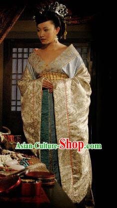 Traditional Chinese Han Dynasty Imperial Consort Qi Hanfu Dress Ancient Palace Lady Replica Costume for Women