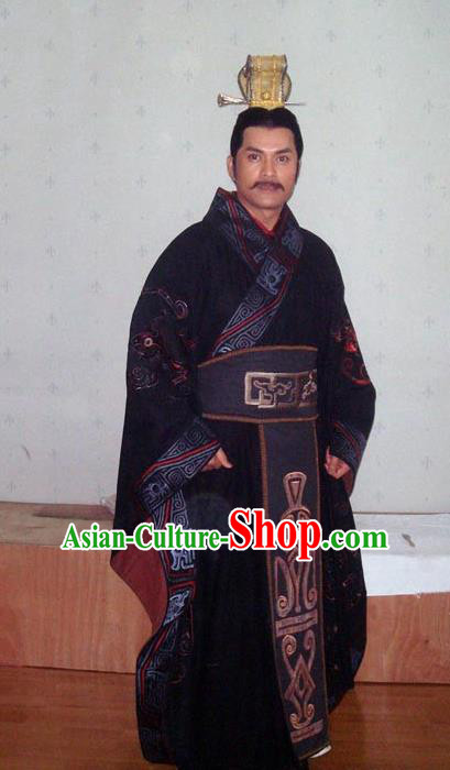 Chinese Ancient Han Dynasty Emperor Gaozu Liu Bang Replica Costume Embroidered Imperial Robe for Men