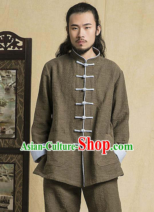 Top Grade Kung Fu Grey Costume Martial Arts Training Plated Buttons Gongfu Wushu Tang Suit Clothing for Men