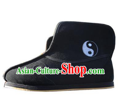 Chinese Traditional Handmade Cloth Shoes Black Boots Martial Arts Shoes Kung Fu Shoes for Men