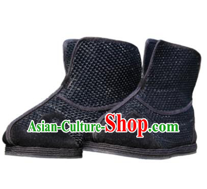 Chinese Traditional Handmade Cloth Shoes Tai Chi Black Boots Martial Arts Shoes Kung Fu Shoes for Men