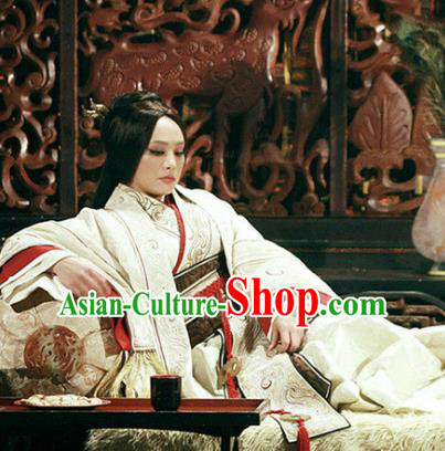 Chinese Ancient Warring States Time Palace Empress Dowager Mi Yue Hanfu Dress Replica Costume for Women