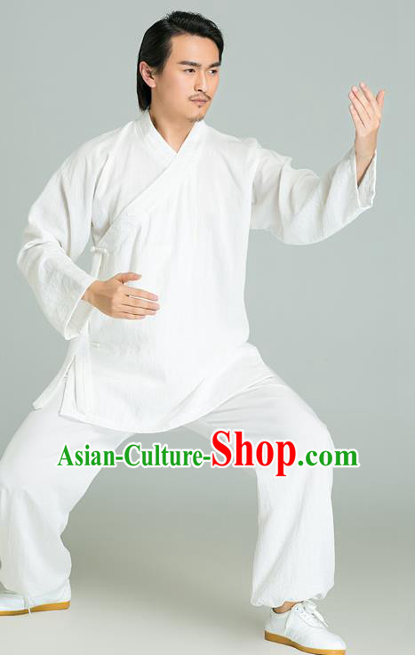 Top Grade Kung Fu Costume Martial Arts Training Gongfu Wushu Tang Suit White Clothing for Men
