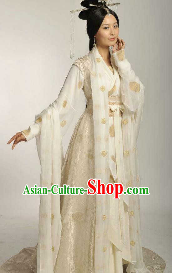 Ancient Chinese Han Dynasty Beauty Hanfu Dress Concubine Li Embroidered Replica Costume for Women