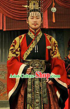 Traditional Chinese Ancient Warring States Period Chu State Emperor Mi Huai Replica Costume for Men