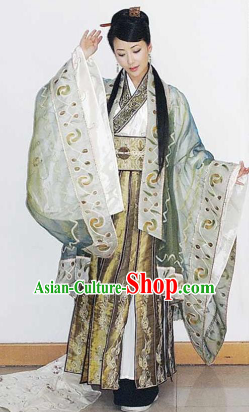 Chinese Ancient Han Dynasty Empress Lv Zhi Replica Costume Queen Hanfu Dress for Women