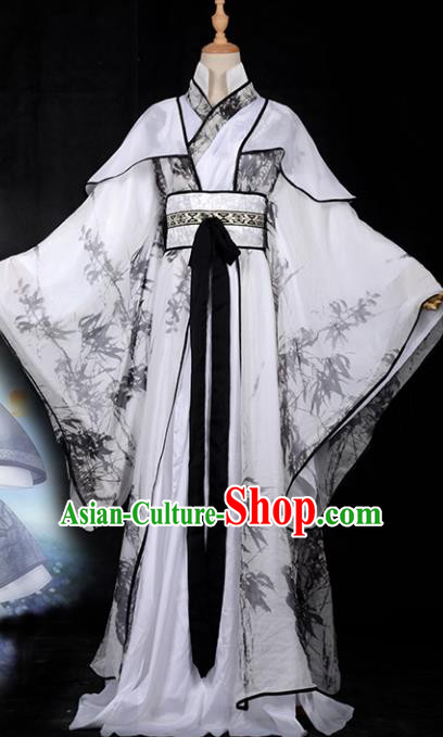 Chinese Ancient Palace Princess Costume Cosplay Tang Dynasty Swordswoman Printing Bamboo Dress Hanfu Clothing for Women