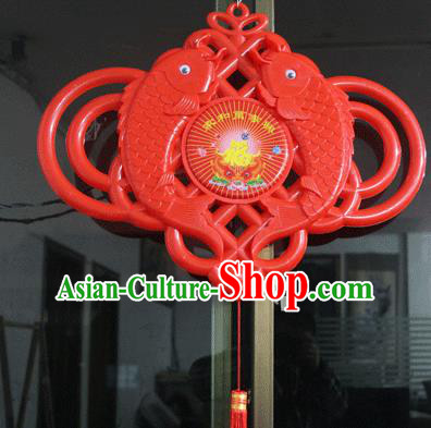Traditional Handmade Chinese Lanterns Spring Festival Double Fishes Electric LED Lights Lamps Hanging Lamp Decoration