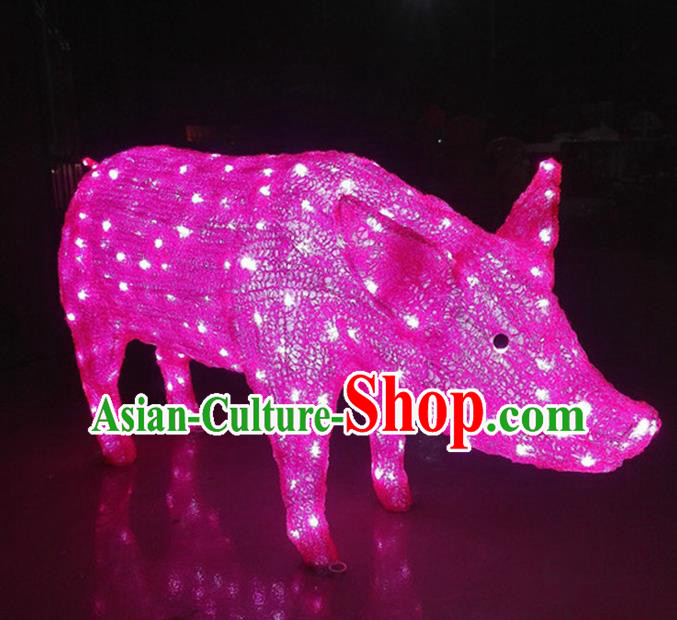 Traditional Handmade Chinese Zodiac Pig Electric LED Lights Lamps Lamp Decoration