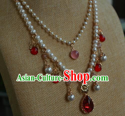 Traditional Chinese Ancient Handmade Hanfu Pearls Necklace for Women