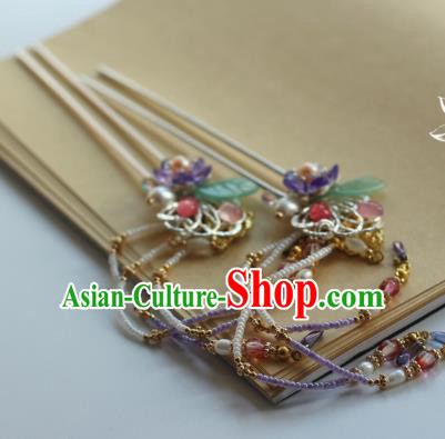 Traditional Chinese Ancient Tassel Hair Clips Hair Accessories Handmade Hanfu Hairpins for Women