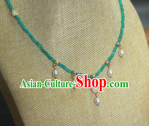 Traditional Chinese Ancient Handmade Necklace Hanfu Green Beads Necklets for Women