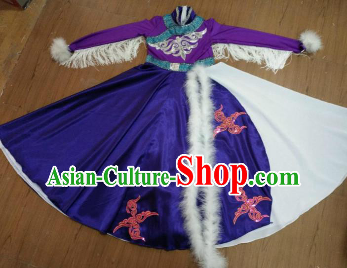 Traditional Chinese Mongolian Nationality Dance Costume, Folk Dance Yanko Swan Goose Dance Dress for Women