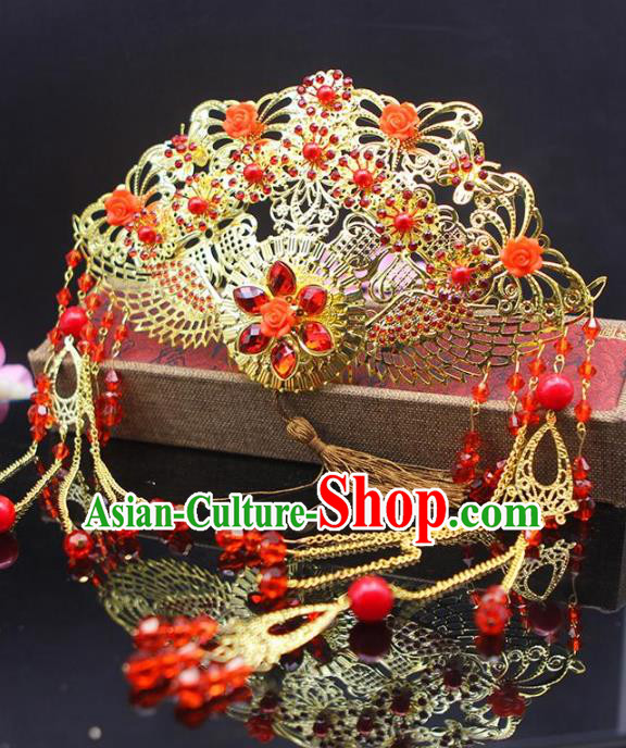 Chinese Ancient Hair Accessories Hanfu Hairpins Traditional Xiuhe Suit Phoenix Coronet Headwear for Women