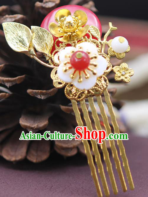 Chinese Ancient Hair Accessories Hanfu Golden Hair Comb Hairpins Traditional Palace Headwear for Women