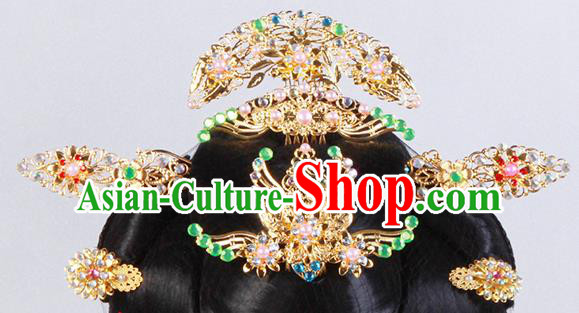 Chinese Ancient Beijing Opera Hair Accessories Wig and Hairpins Complete Set Traditional Palace Headwear for Women