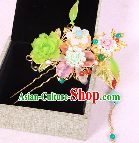 Chinese Ancient Hair Accessories Hanfu Hairpins Traditional Flowers Hair Clip Headwear for Women